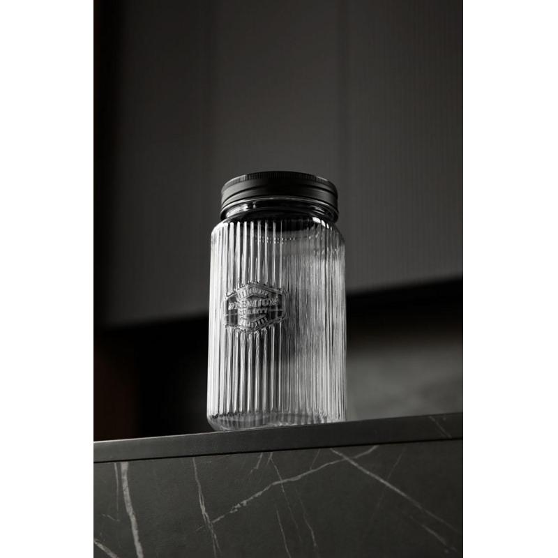 Банка квадратная с рельефом PREMIUM 1,3л, 3шт (Черный)