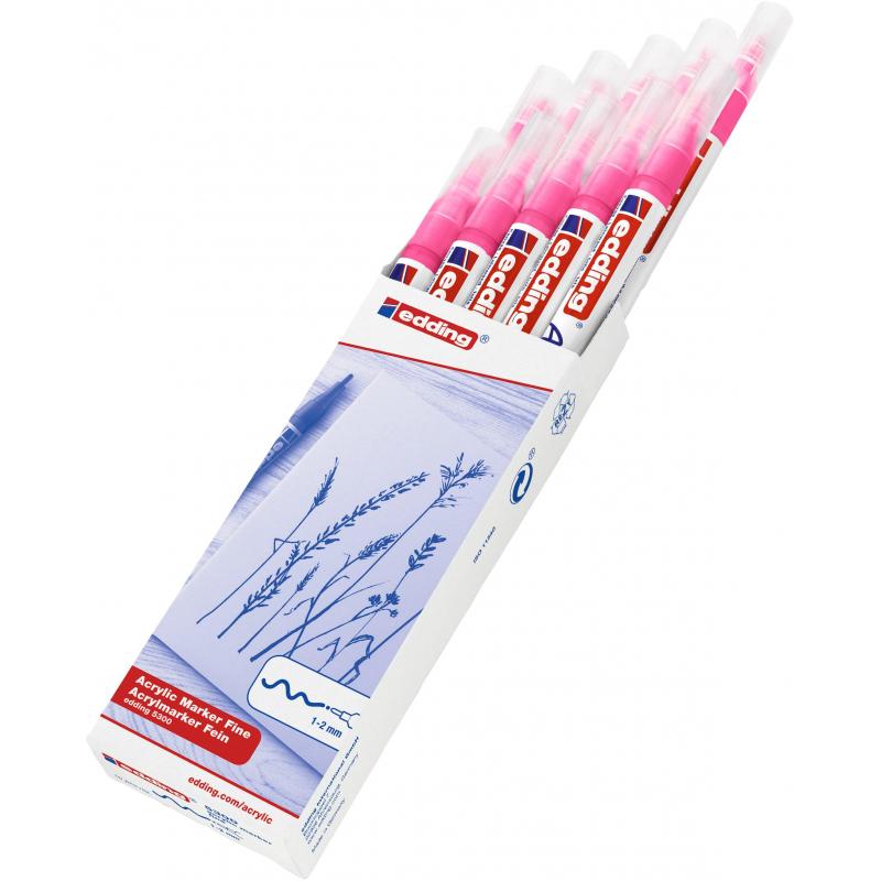 Маркер акриловый Edding 5300/069.кругл.1-2 мм. Флюоресц розовый/Neonpink