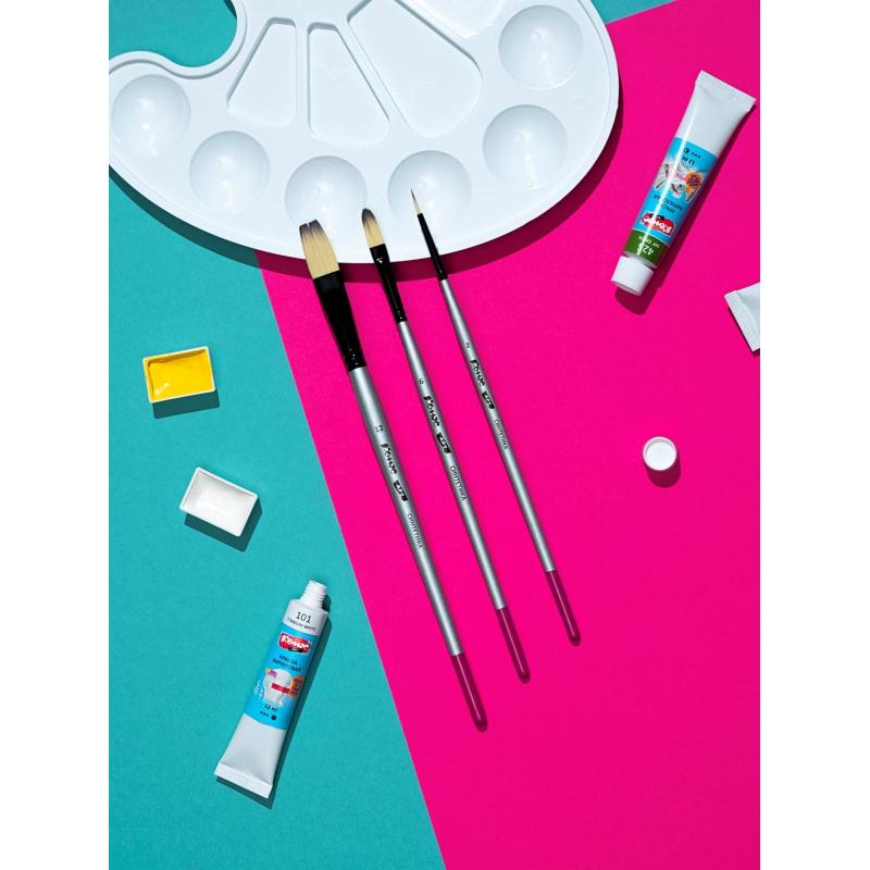 Набор кистей худож. Комус Арт,синтетика средн.жестк,короткая ручка, 3шт/наб