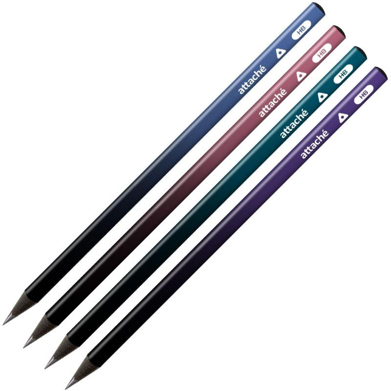 Карандаш чернографитный Attache Градиент, трехгран,черн.дер.,б/ласт,ассорти