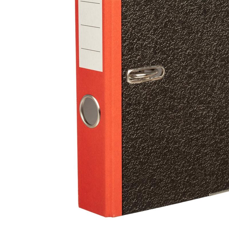 Папка-регистратор  50 мм мрамор с красн кор,мет.уг.,бум/бум