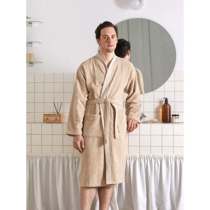 Халат Махровый Мужской  DELRAY Кимоно бежевый, XXL,300 гр/м2
