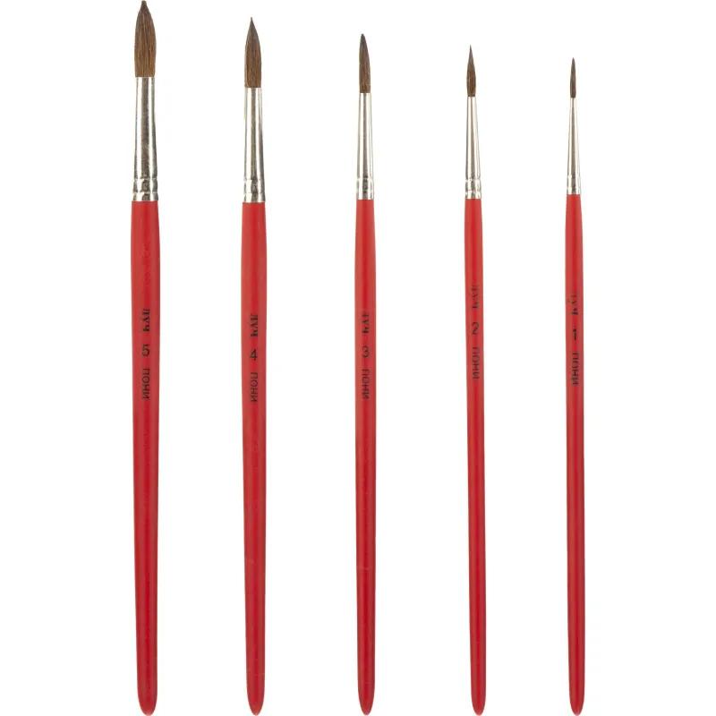 Набор кистей Классика цвета, 5 шт. ПОНИ (круглые №1,2,3,4,5) 33С 2178-08