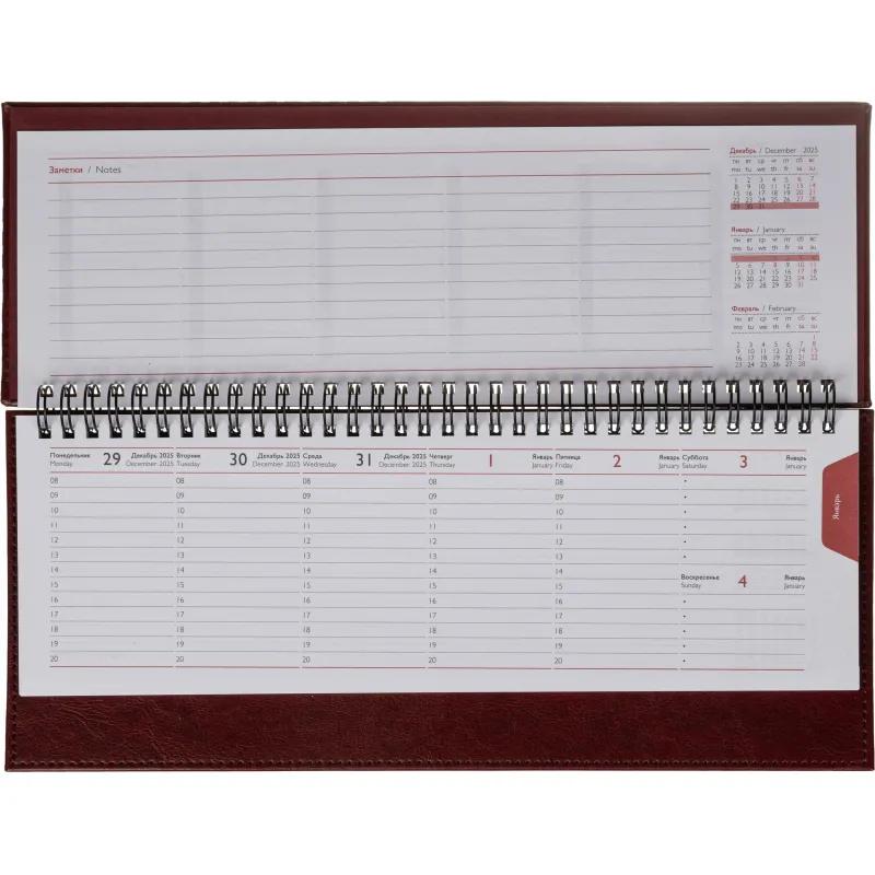 Планинг датированный 2026 ESCALADA 310x130мм, 64л, бордовый 70323