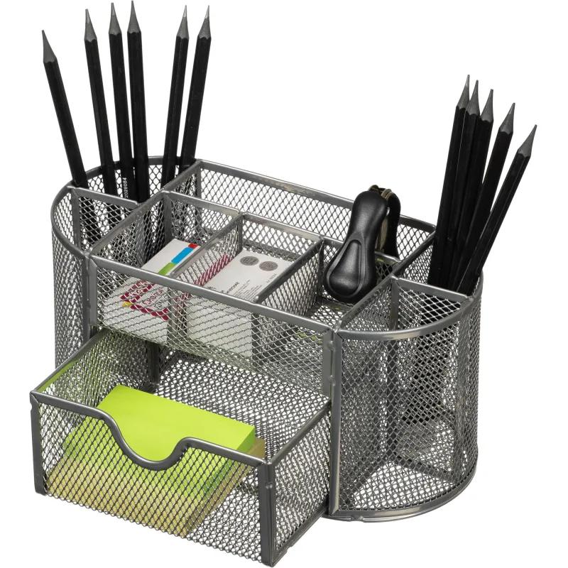 Подставка-органайзер д/канц.мелочей Комус 9от мет сетка 220х110х105мм сереб