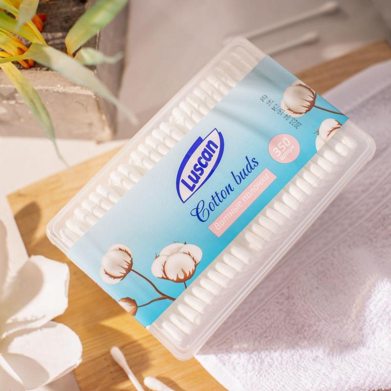 Палочки ватные Luscan   пластик. моноблок 350шт/уп