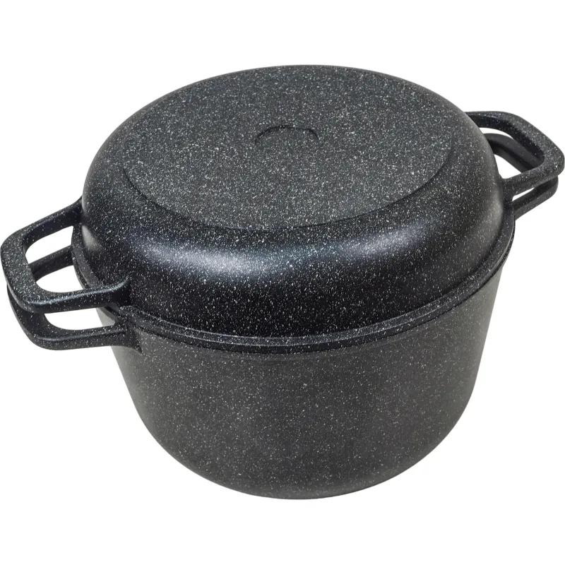 Казан 5л с крышкой-сковородой Panairo Harfe Black