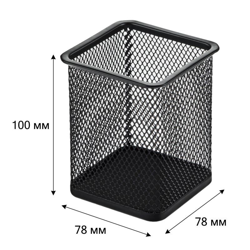 Подставка-стакан M&G квадрат,метал сетка, черн, 78х100мм