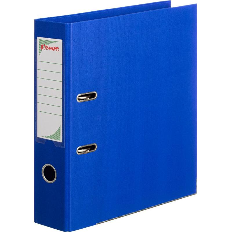 Папка-регистратор Комус Стандарт 75мм синяя, ПБП2, карм.кор., мет.уг