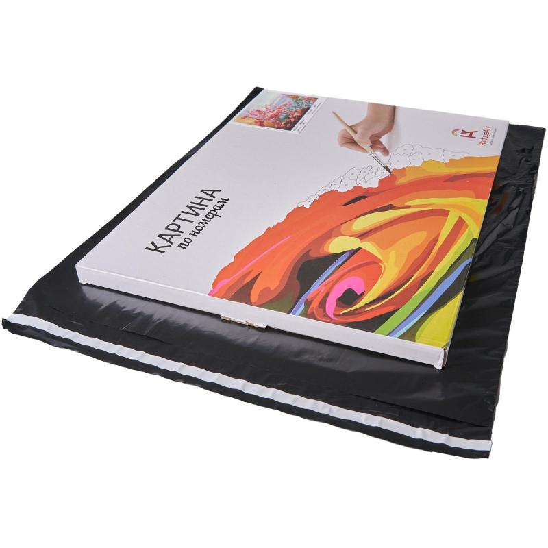 Корд курьерский пакет,без печати,без кармана,черн.,500х600+40,40мкм,50шт/уп