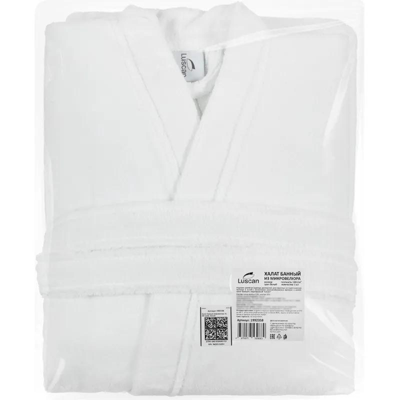 Халат банный микровелюр Luscan, 52, 300 гр/м2, Отель белый