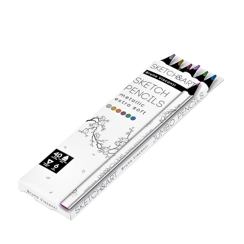 Карандаши цветные СКЕТЧ-КАРАН.SKETCH&ART,УТОЛЩ,4ММ,МЕТАЛЛИК,6 ЦВ,30-0118/01