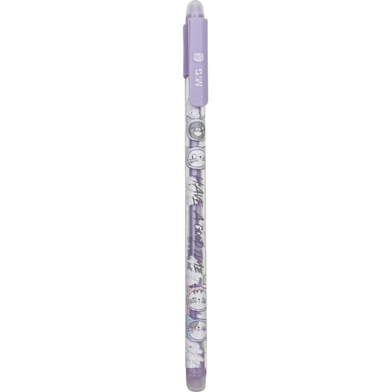 Ручка гелевая со стираем.черн. M&G So Many Cats,дш.0,5 мм,син,асс AKP65872