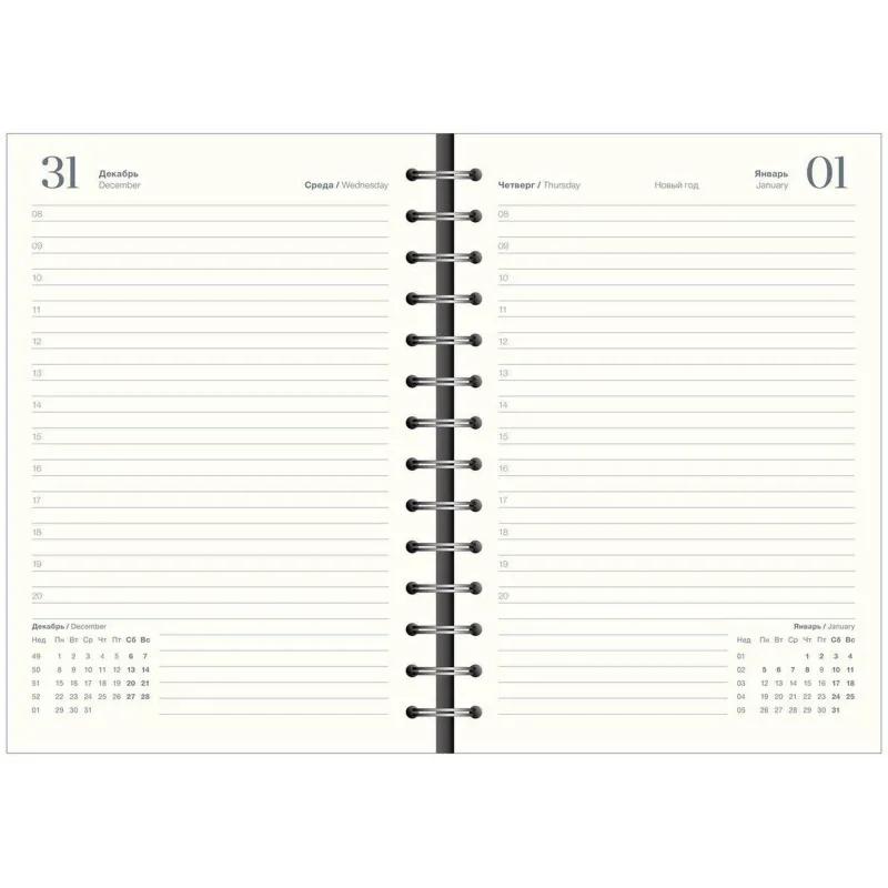 Ежедневник датированный 2026 IF 14х20см 160л, на спир, Basic I1751emb/black