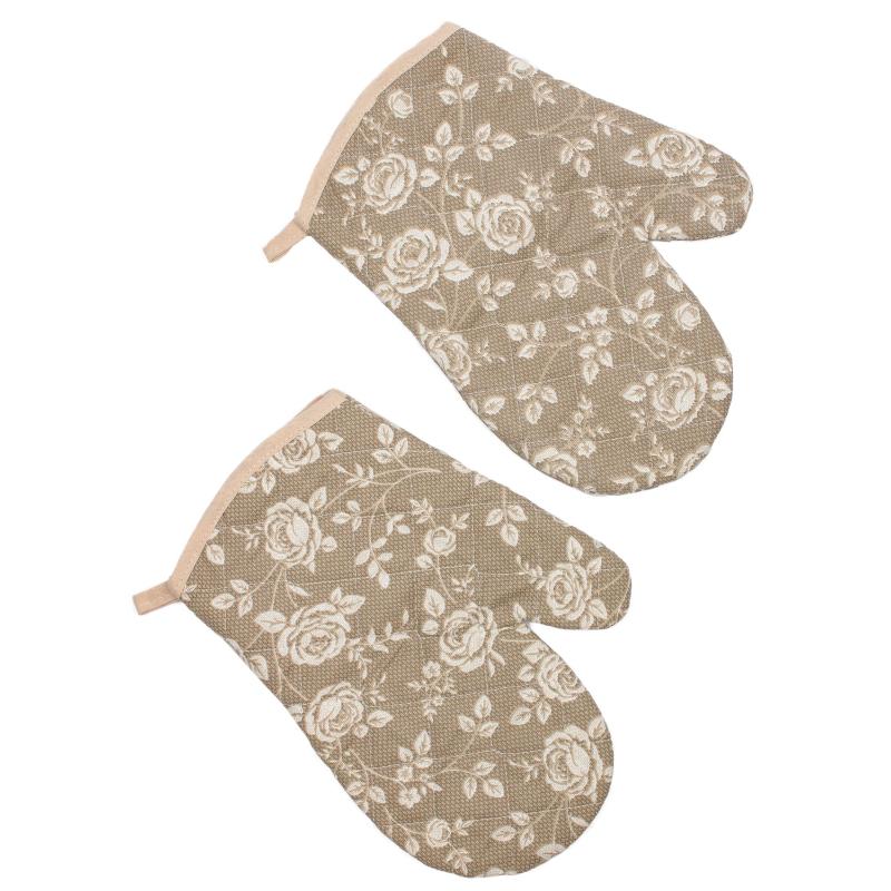 Набор кух. (рукавица стег.18х28см -2шт), рогожка, 160г/м2, Рандеву бежевый