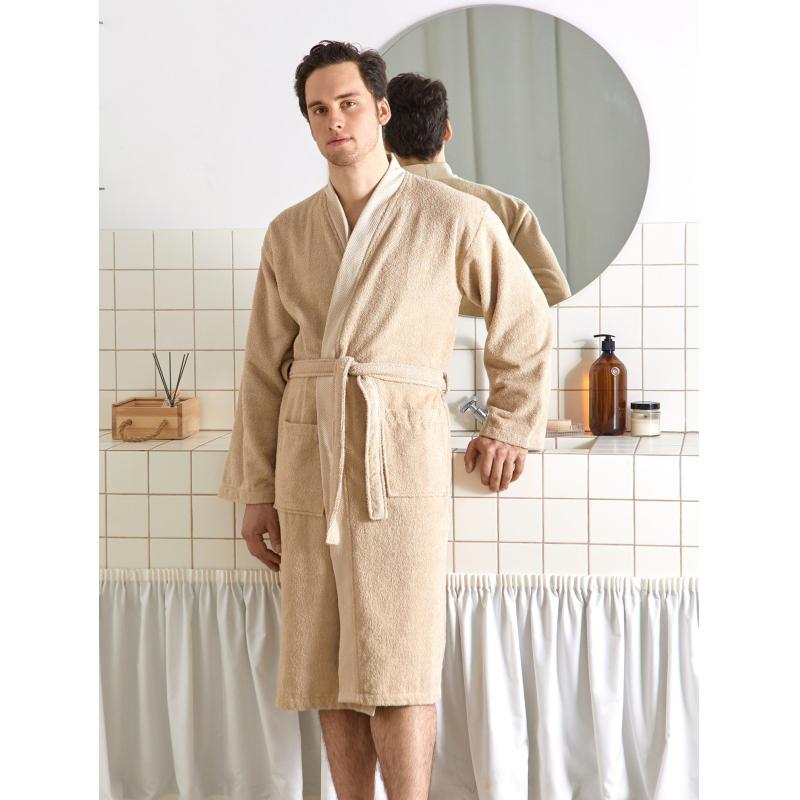 Халат Махровый Мужской  DELRAY Кимоно бежевый, XXL,300 гр/м2