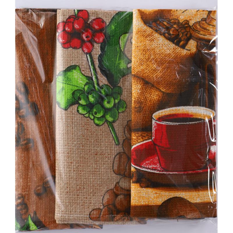 Набор полотенец 45х60- 3 шт., вафля 160 гр/м2, Коф. изобилие ассорти