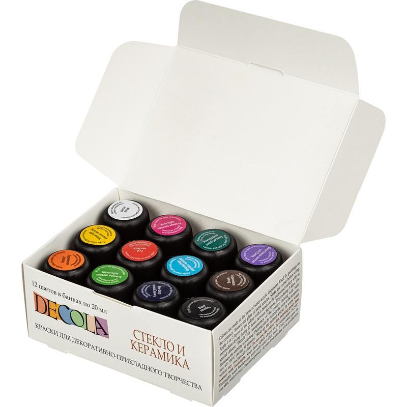 Набор акриловых красок по стеклу и керамике Decola 12х20 мл, 041114