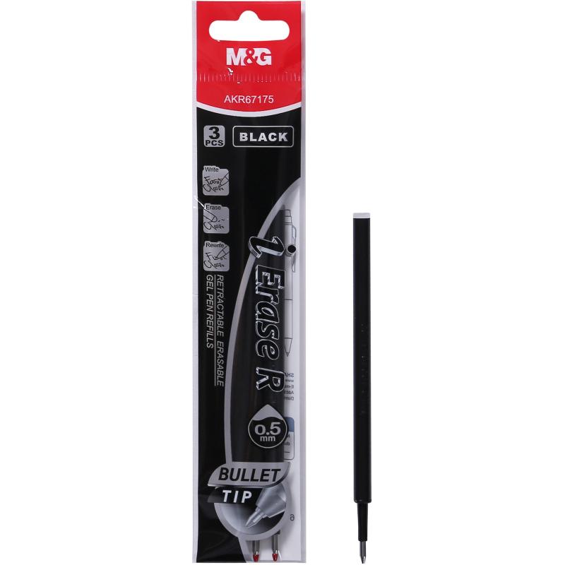 Стержень гелевый M&G стираемые чернила,110мм,д.ш.0,5 мм,син,3шт/уп AKR67175