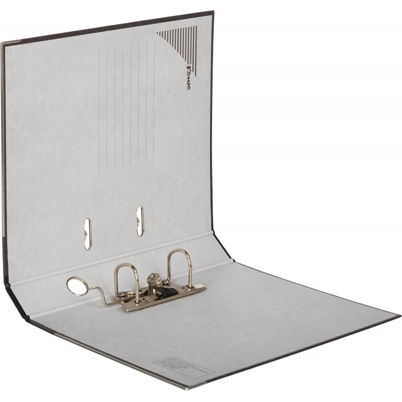 Папка-регистратор Комус мрамор.карт 50мм черн.кореш,бум/бум,карм.кор.мет.уг