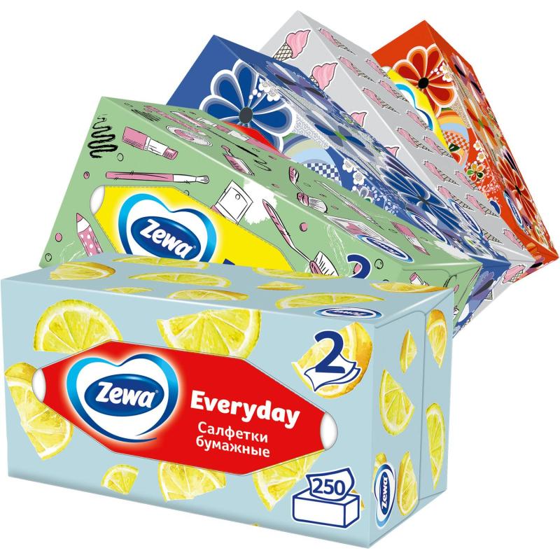 Салфетки косметические ZEWA Everyday 2-сл 250шт/уп 8679