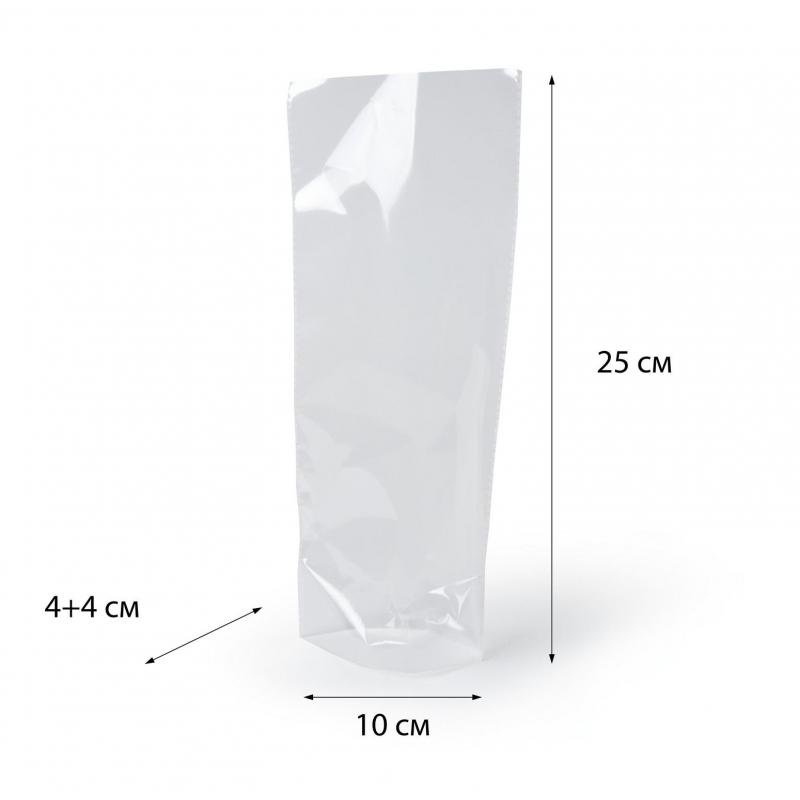 Пакет БОПП 100х250 мм (донная складка 40+40) 35 мкм 100 шт/уп