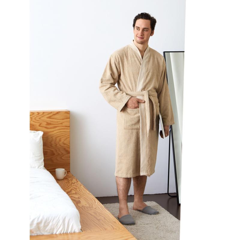 Халат Махровый Мужской  DELRAY Кимоно бежевый, XXL,300 гр/м2