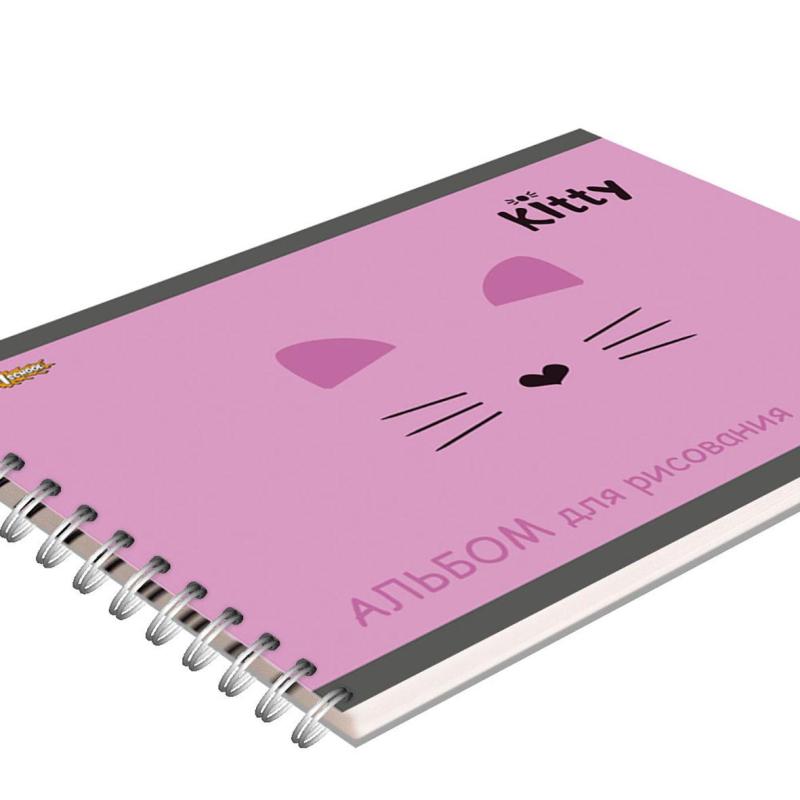 Альбом для рисования Комус Класс Kitty 32л спираль А4, УФ лак 2 шт/уп