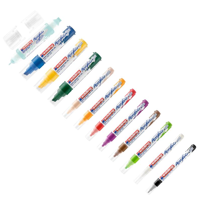 Набор акриловых маркеров Edding Start easy set 12 шт. + набор открыток