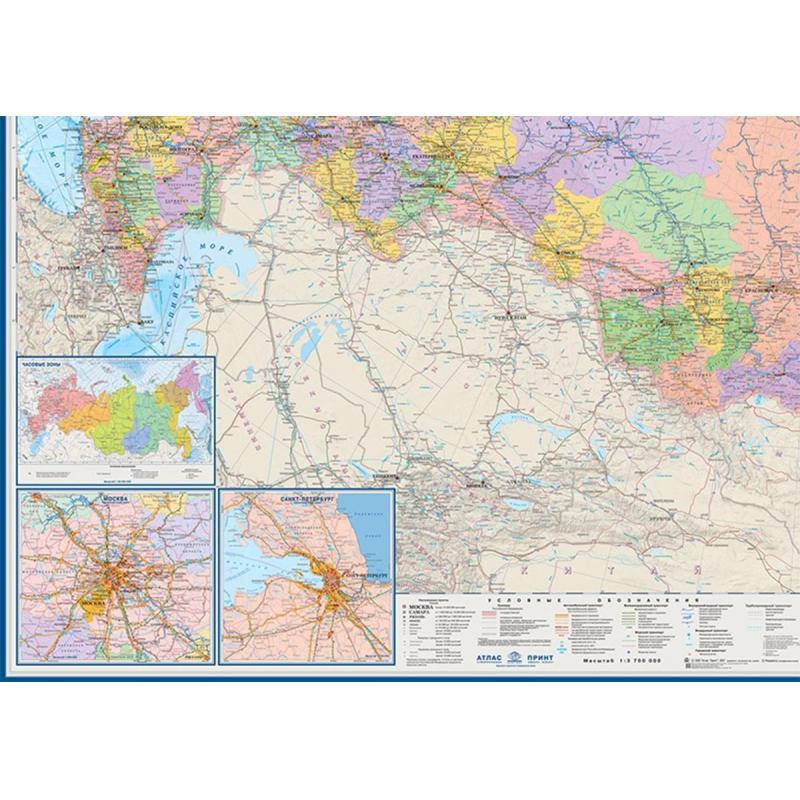 Карта настенная Транспорт России и сопредельных гос-в 1:3,7млн.2,33х1,58м