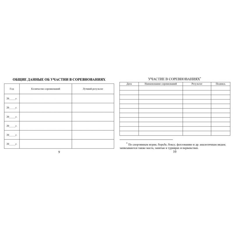 Зачетная книжка классификационная спортсменов II,III и юнош.разряд 10шт/уп