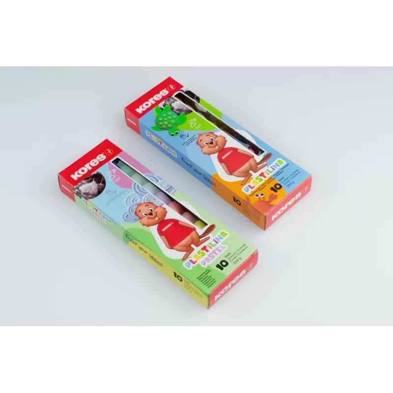 Пластилин Kores Plastilina Пастельный 10 цветов набор общий вес 200гр 34016