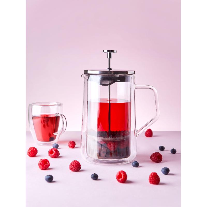 Френч-пресс 1000мл Кирай боросил.стекло, пластик ручка (BX608)