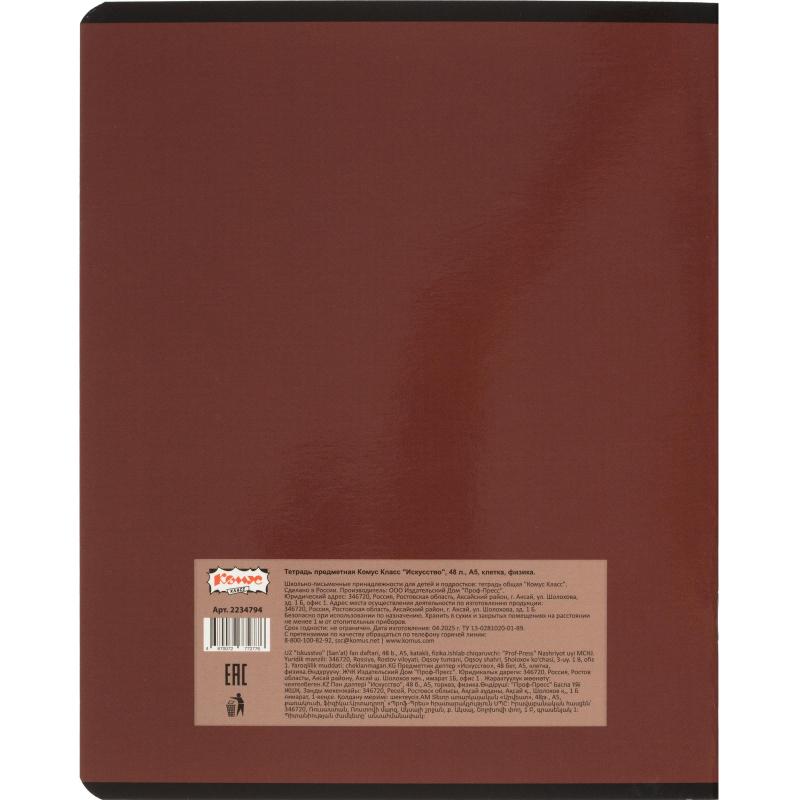 Тетрадь предметная Комус Класс Искусство, 48 л., А5, клетка, ФИЗИКА
