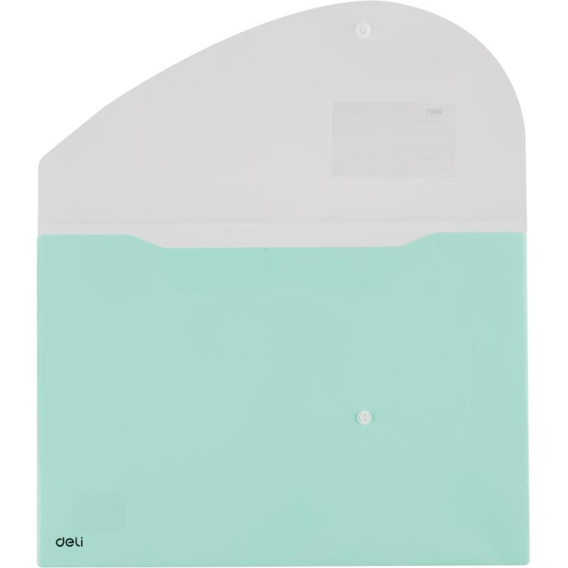 Папка-конверт на кнопке Deli А4+, 180мкм,карман,цвет в асс, 5506