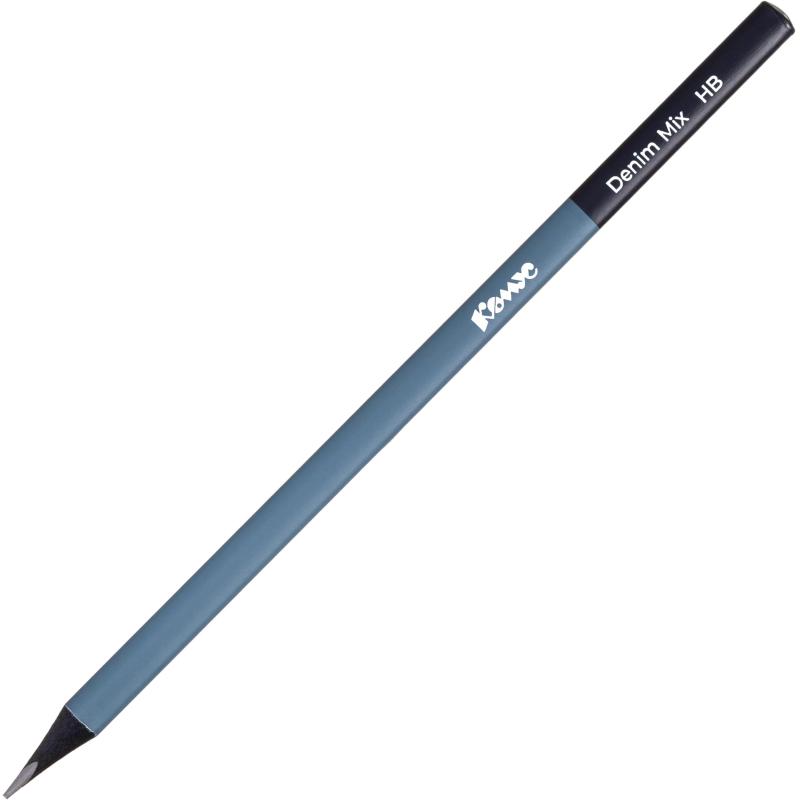 Карандаш чернографитный Комус Denim Mix, черн.дер., трехг, б/ласт, в асс