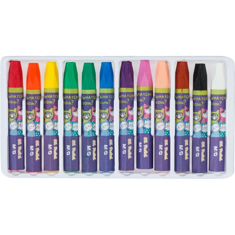 Пастель масляная M&G, 6-гран, 12 цветов- в наборе