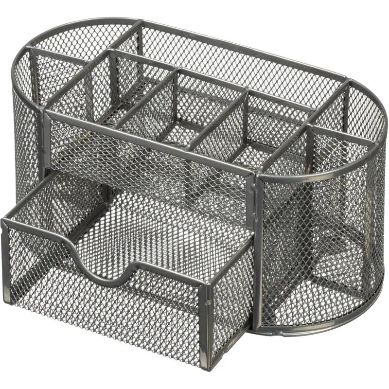 Подставка-органайзер д/канц.мелочей Комус 9от мет сетка 220х110х105мм сереб