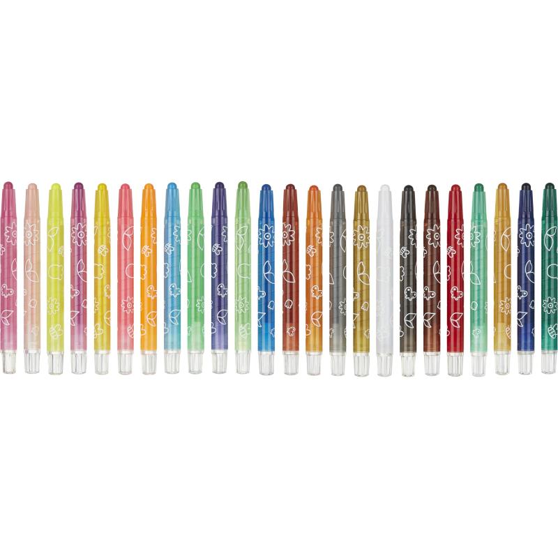 Мелки восковые M&G, круглые, выдвижной механизм, 24 цвета, в наб, для детей