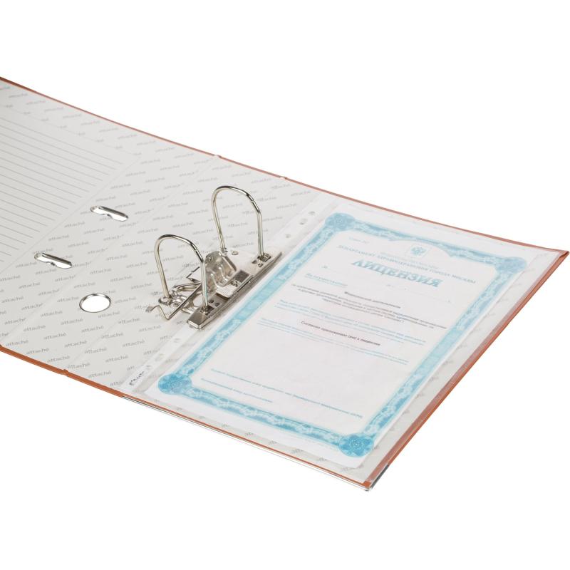 Папка-регистратор 75мм Attache А4, темно-сер., тиснение кожа, мет. угол