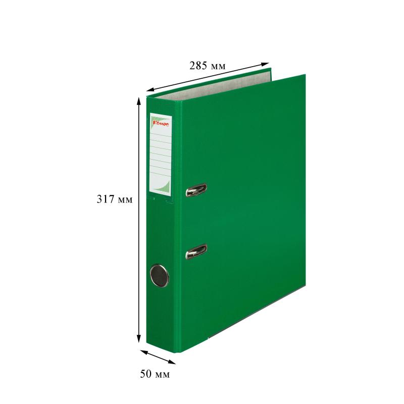 Папка-регистратор Комус Экономи 50мм зеленая, ПБП1, карм.кор., мет.уг