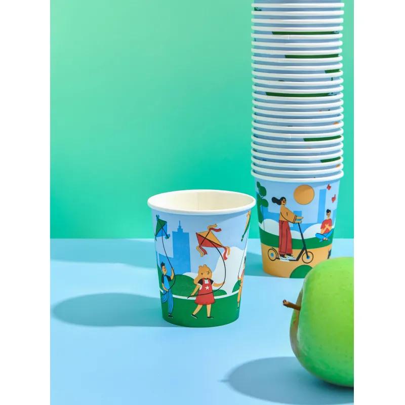 Стакан одноразовый бум односл. 250 мл d-80мм Активный отдых (MIX) 50шт/уп