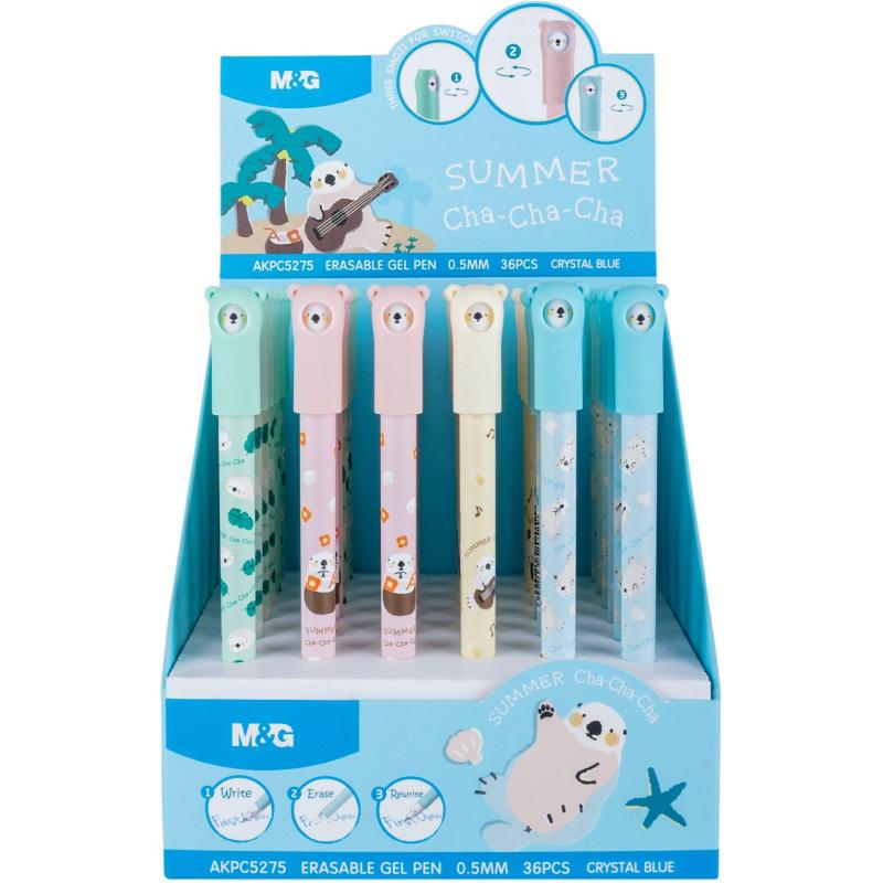 Ручка гелевая M&G Summer Cha Cha Cha стираемая, 0,5мм,син,в асс AKPC5275