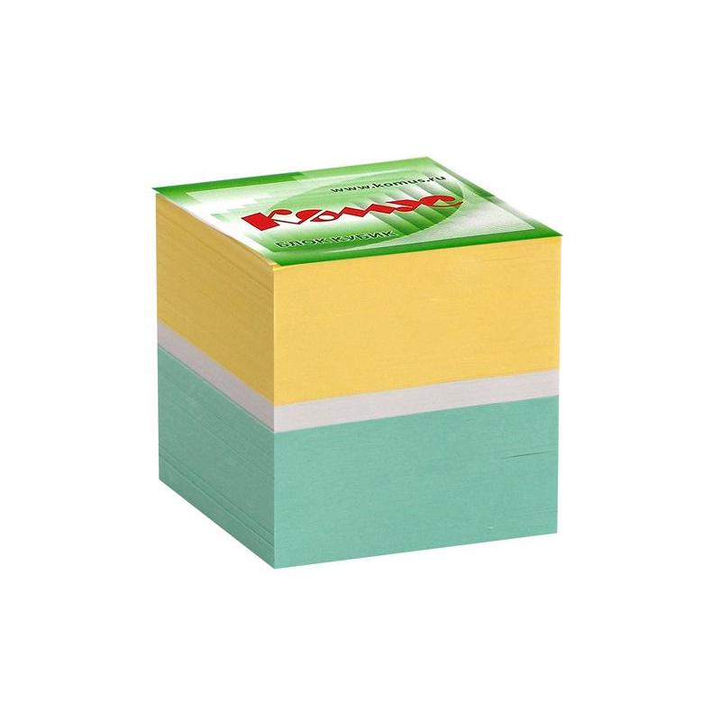 Блок для записей КОМУС на склейке 9х9х9 цветной блок 80-100г