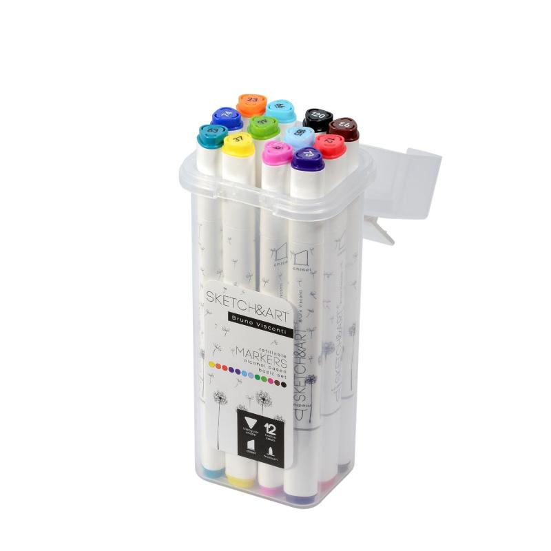 Набор маркеров ДВУС.СКЕТЧ-МАРКSKETCH&ARTБАЗОВЫЙ,12ЦВ.ПЛАС.ПЕН.,22-0076/01