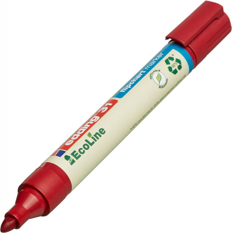 Маркер для флипчартов по бумаге EDDING 31/2 Ecoline, 1,5-3 мм, красный