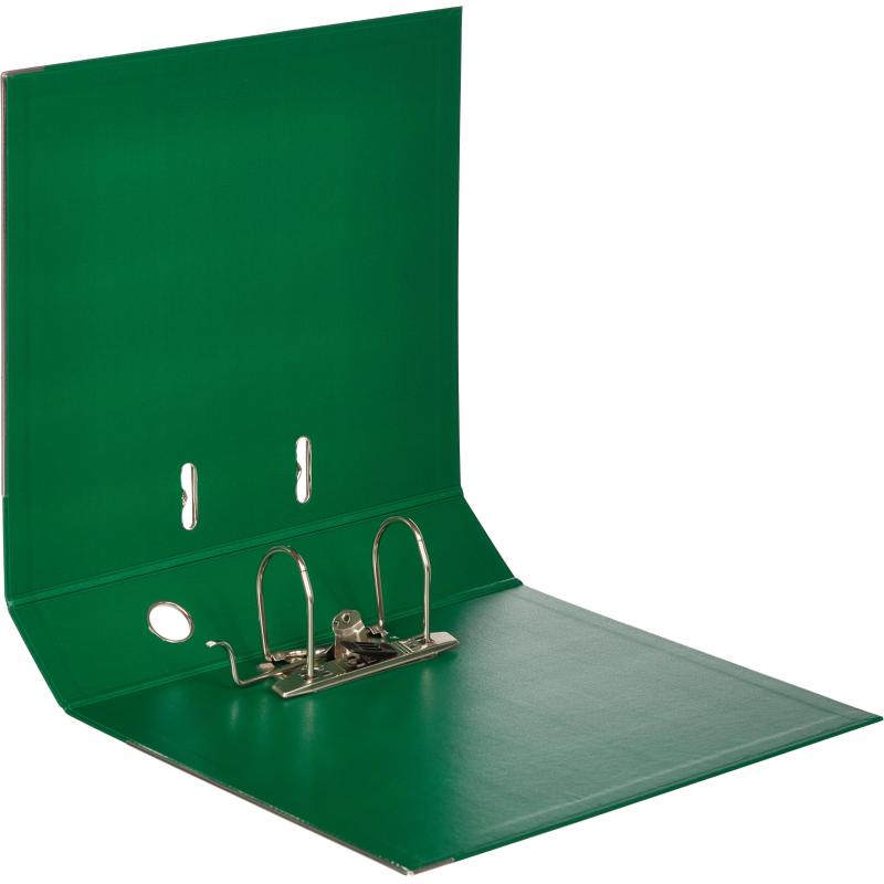 Папка-регистратор Комус Стандарт 75мм  зеленая, ПБП2, карм.кор., мет.уг