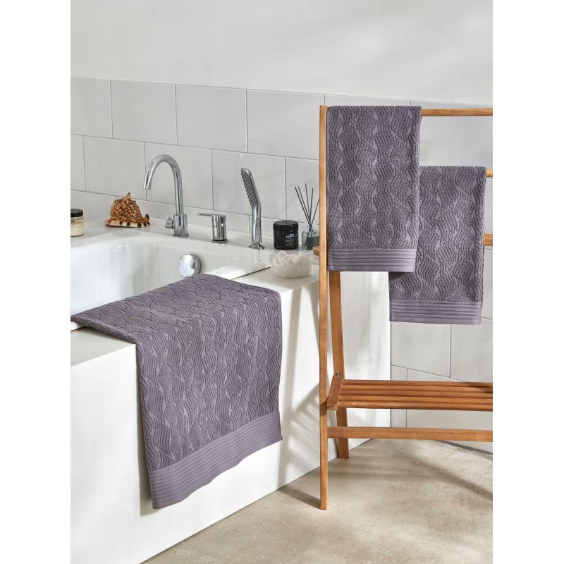 Полотенце махровое банное бордюр Жаккард 70х120 см ,500 г/м2, Антрацит