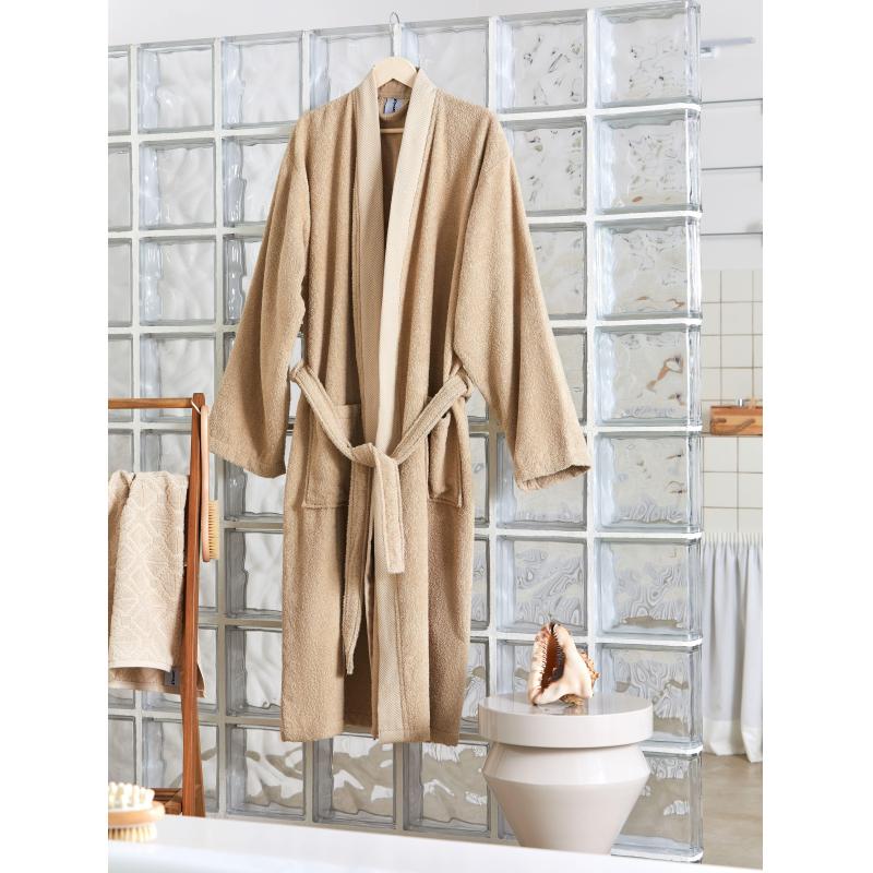 Халат Махровый Мужской  DELRAY Кимоно бежевый, XXL,300 гр/м2