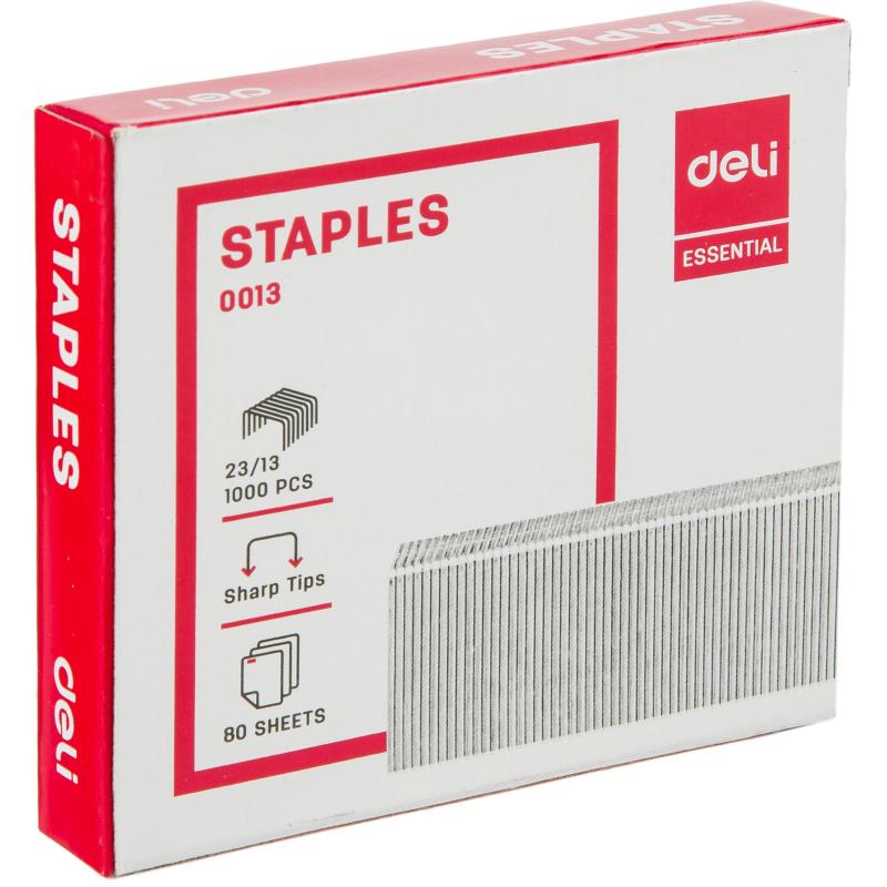 Скобы для степлера №23/13 Deli Е0013 оцинкованные 1000 шт./уп